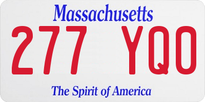 MA license plate 277YQ0