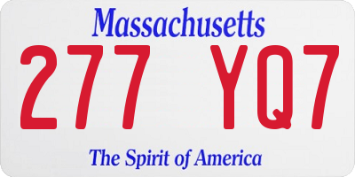 MA license plate 277YQ7