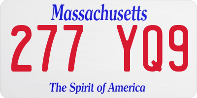 MA license plate 277YQ9