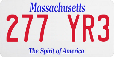 MA license plate 277YR3