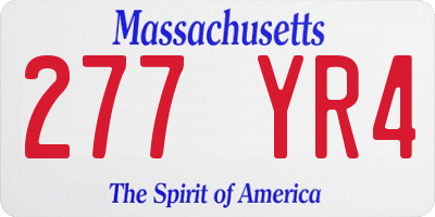 MA license plate 277YR4