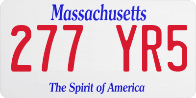 MA license plate 277YR5