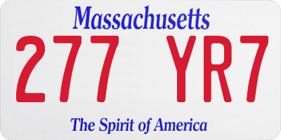 MA license plate 277YR7