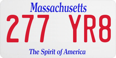 MA license plate 277YR8