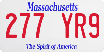 MA license plate 277YR9