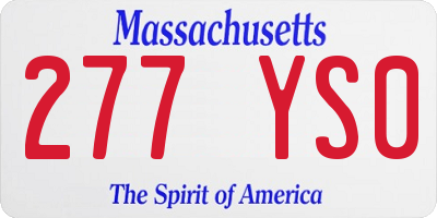 MA license plate 277YS0
