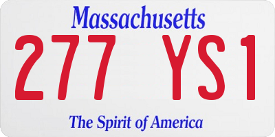 MA license plate 277YS1