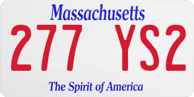 MA license plate 277YS2