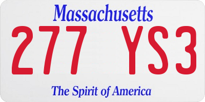 MA license plate 277YS3