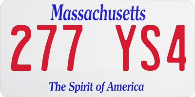 MA license plate 277YS4