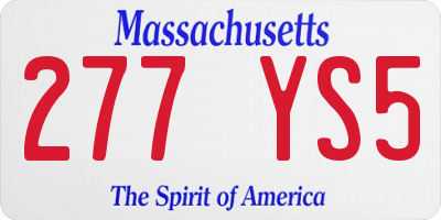 MA license plate 277YS5