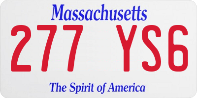 MA license plate 277YS6