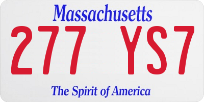 MA license plate 277YS7