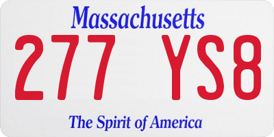 MA license plate 277YS8