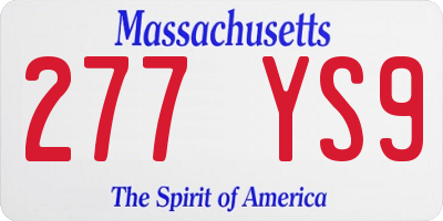 MA license plate 277YS9
