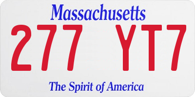 MA license plate 277YT7