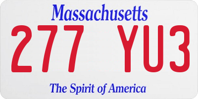 MA license plate 277YU3