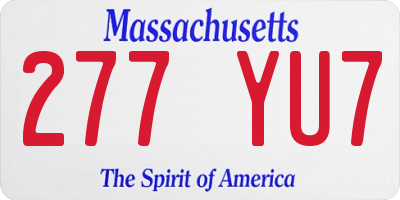 MA license plate 277YU7