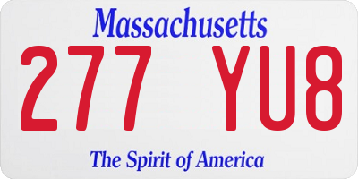 MA license plate 277YU8