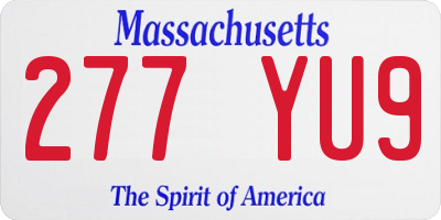 MA license plate 277YU9