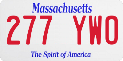 MA license plate 277YW0