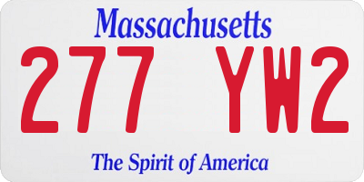 MA license plate 277YW2