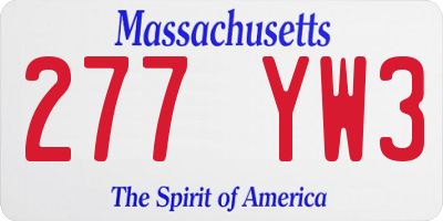 MA license plate 277YW3