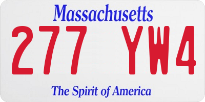 MA license plate 277YW4