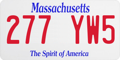 MA license plate 277YW5