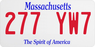 MA license plate 277YW7