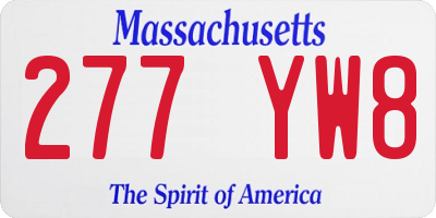 MA license plate 277YW8