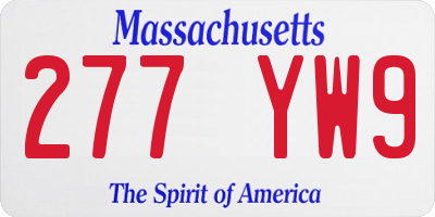 MA license plate 277YW9