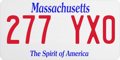 MA license plate 277YX0