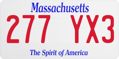 MA license plate 277YX3
