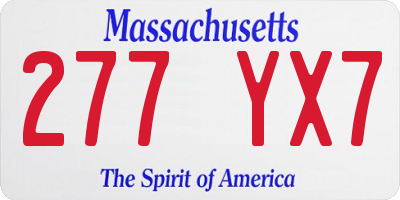 MA license plate 277YX7