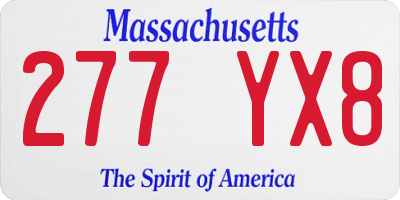 MA license plate 277YX8