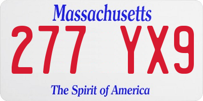 MA license plate 277YX9