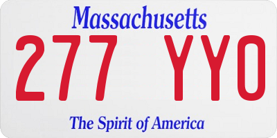 MA license plate 277YY0
