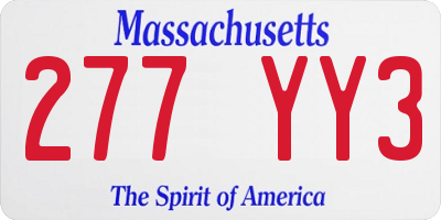 MA license plate 277YY3