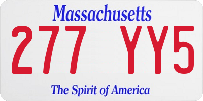 MA license plate 277YY5