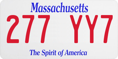 MA license plate 277YY7