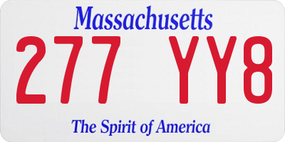 MA license plate 277YY8