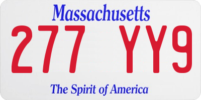 MA license plate 277YY9