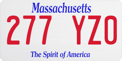 MA license plate 277YZ0