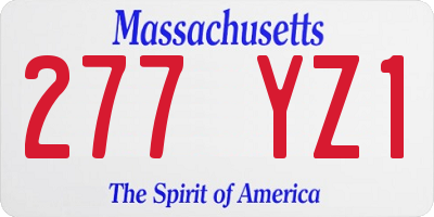 MA license plate 277YZ1