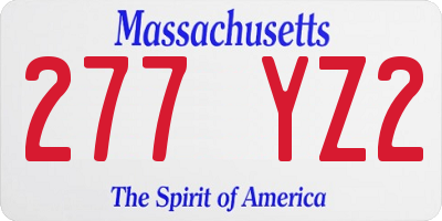 MA license plate 277YZ2