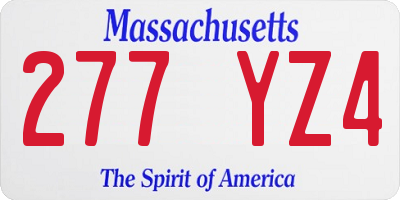 MA license plate 277YZ4