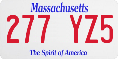 MA license plate 277YZ5