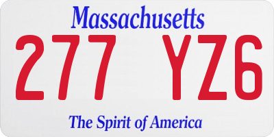 MA license plate 277YZ6