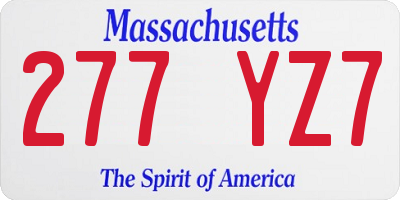 MA license plate 277YZ7